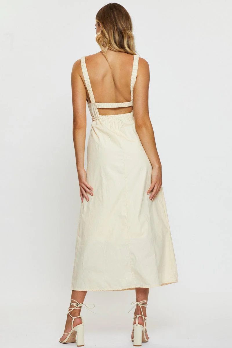 Beige Maxi Dress Sleeveless