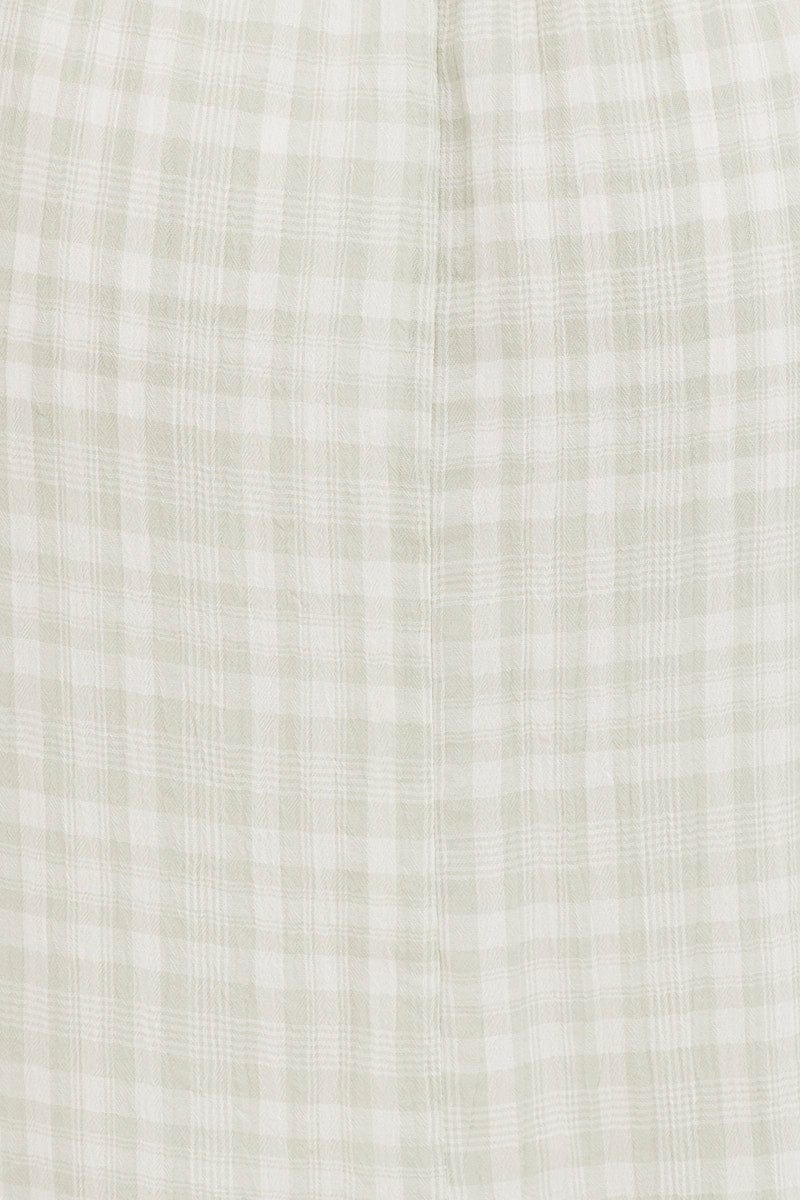 Check Midi Dress Short Sleeve Evening