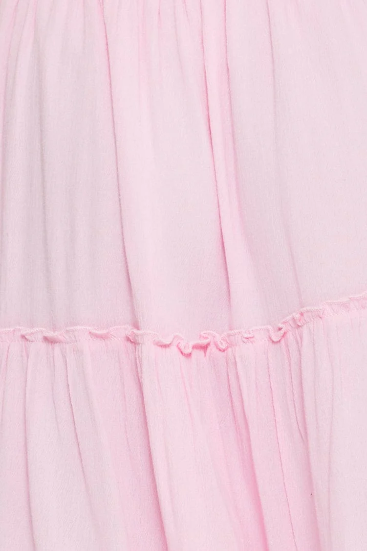 Pink Mini Dress Off Shoulder Linen