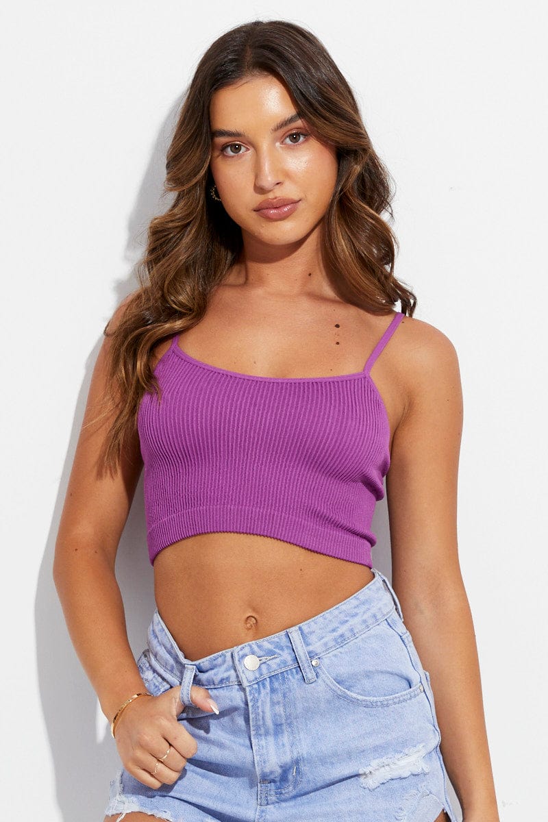 Purple Singlet Top Seamless