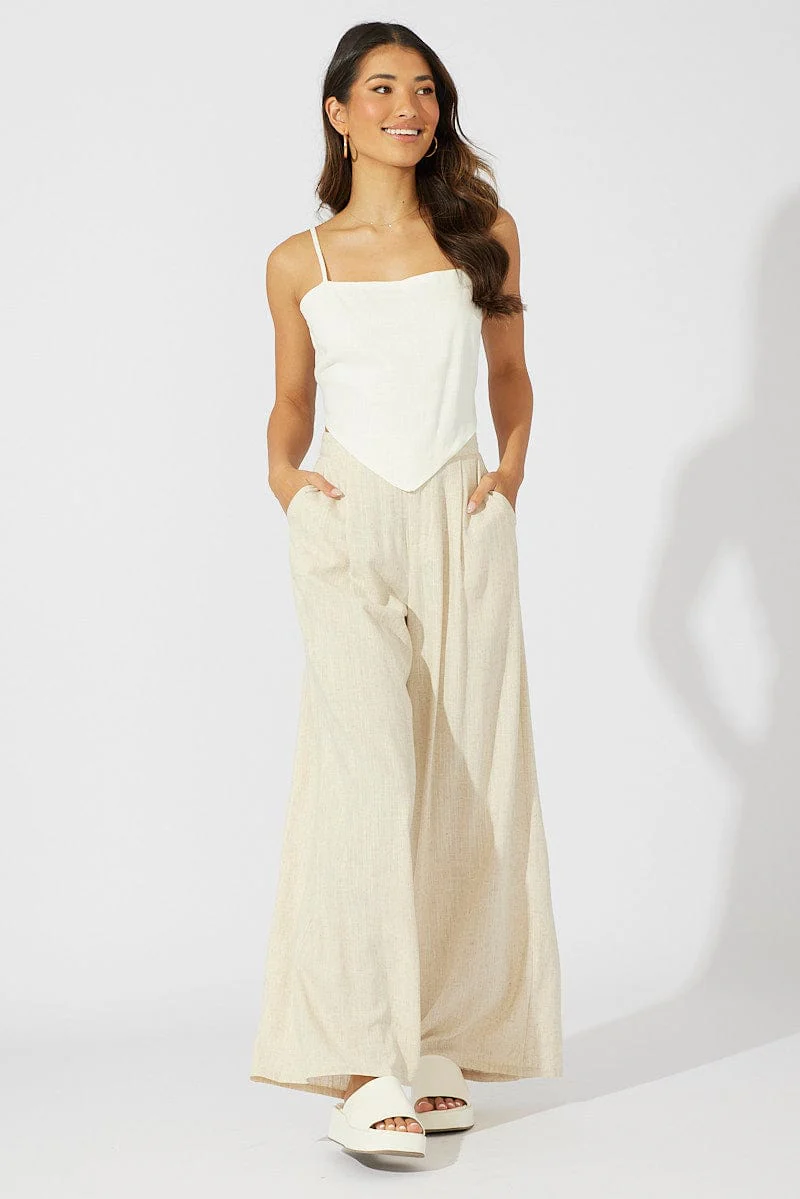 White Scarf Hem Cami Linen