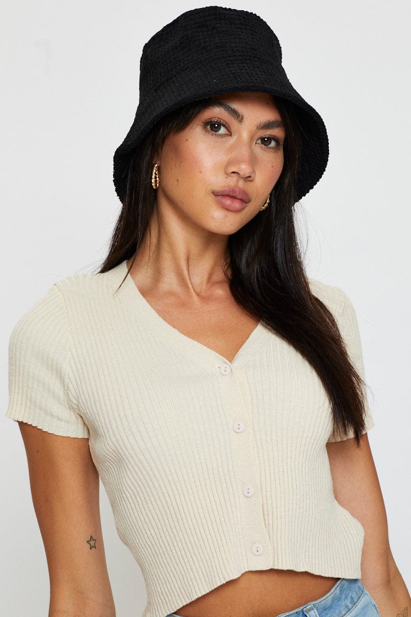 Black Corduroy Bucket Hat