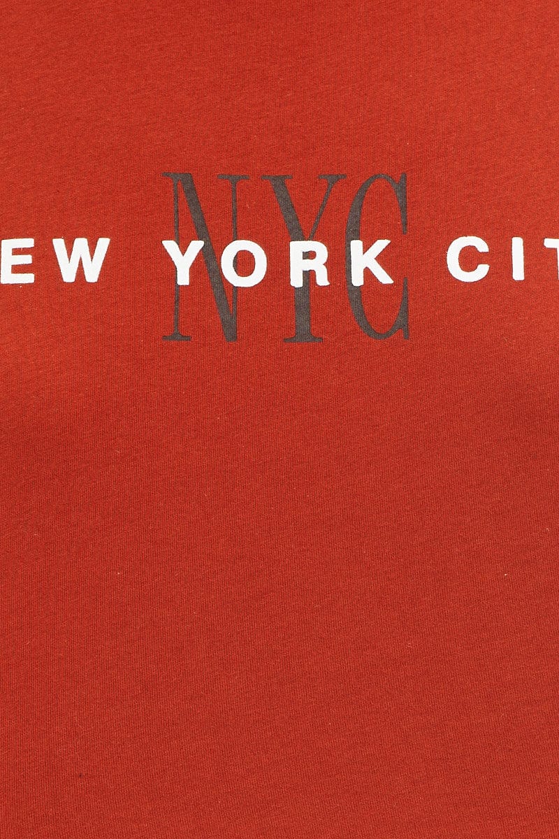 Brown Graphic T Shirt Short Sleeve