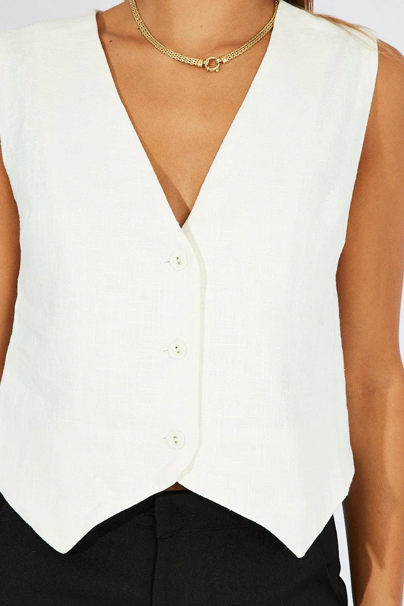 White Linen Waistcoat