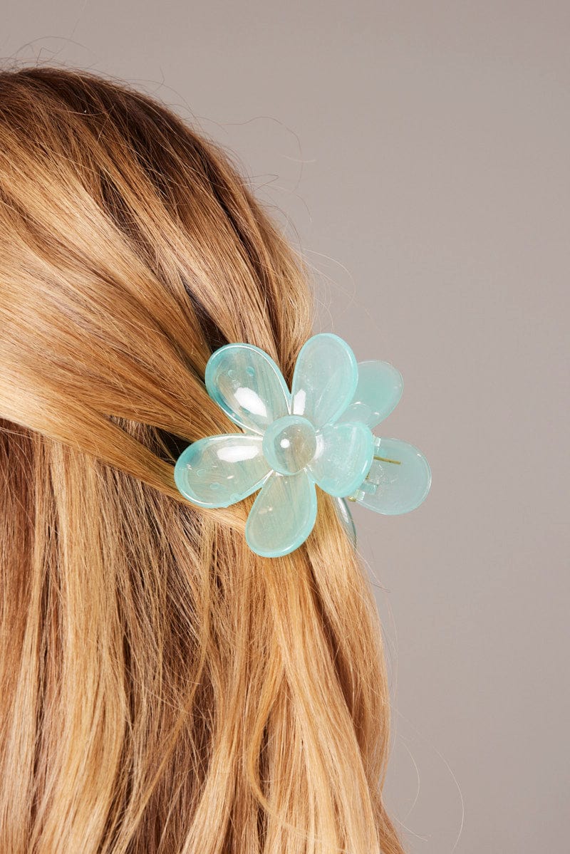 Blue Flower Claw Clip