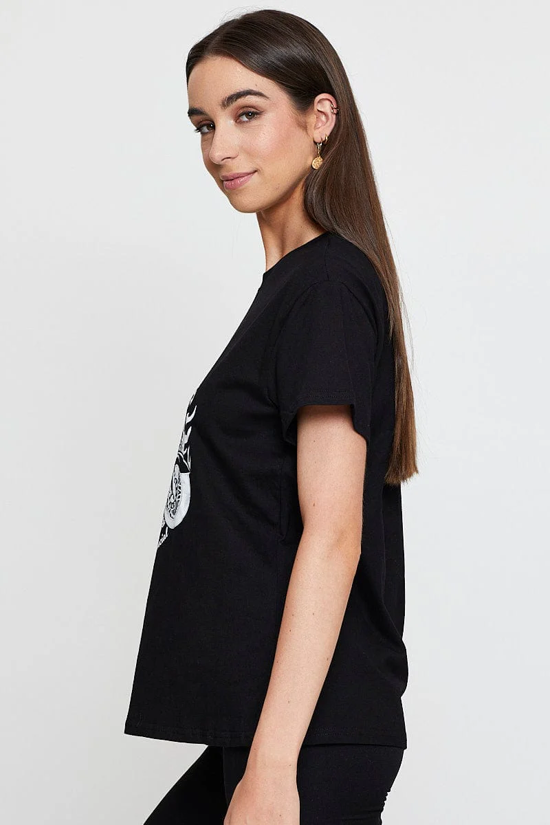 Black Graphic T Shirt Short Sleeve