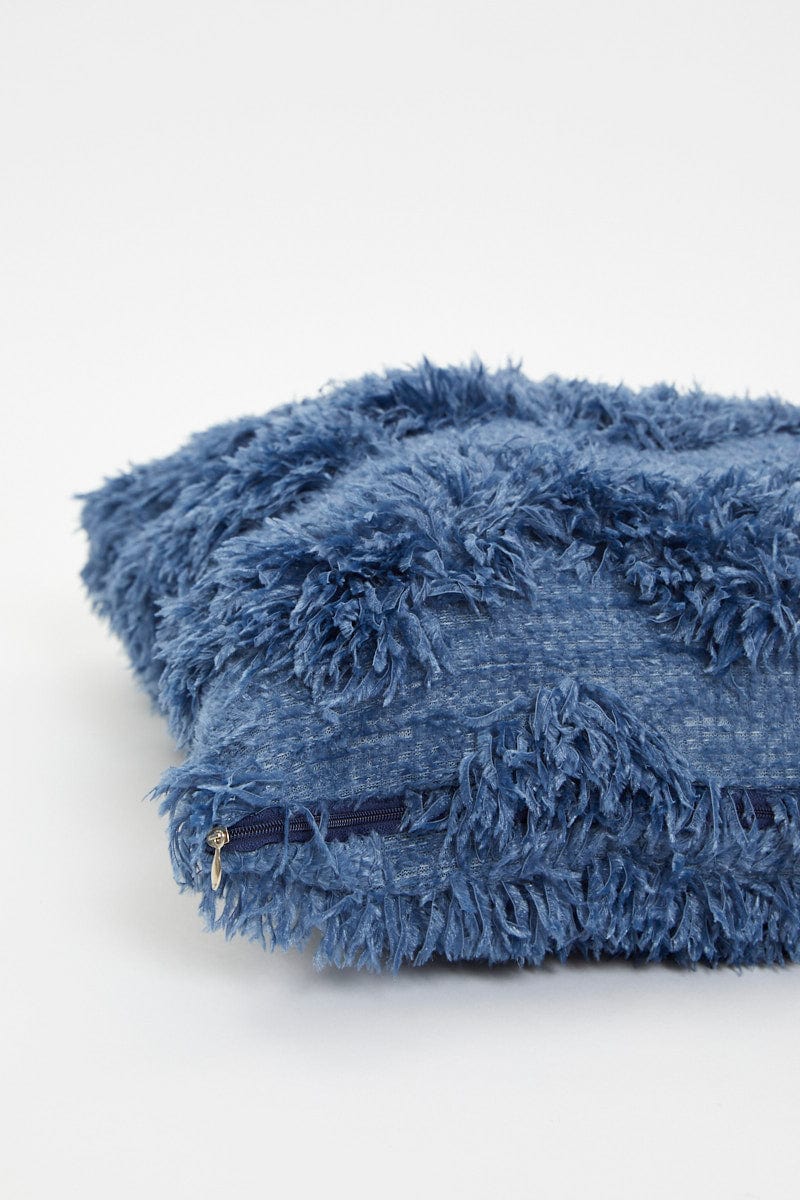 Blue Chevron Textured Cushion