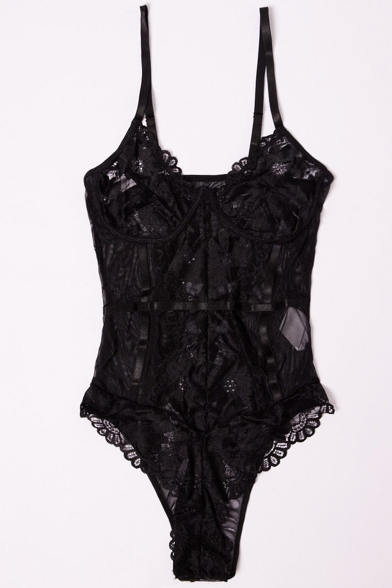 Black Lace Bodysuit One Piece Lingerie