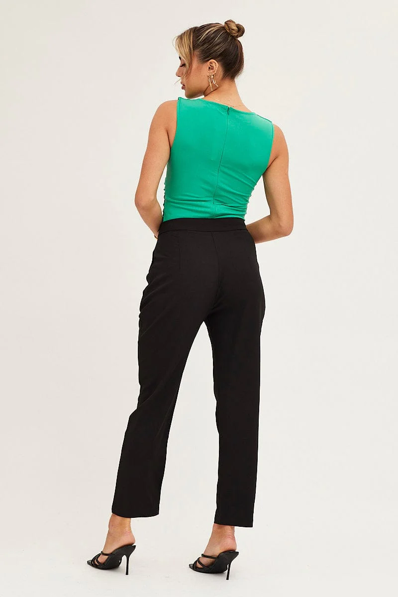 Black Cropped Pants High Waist Workwear