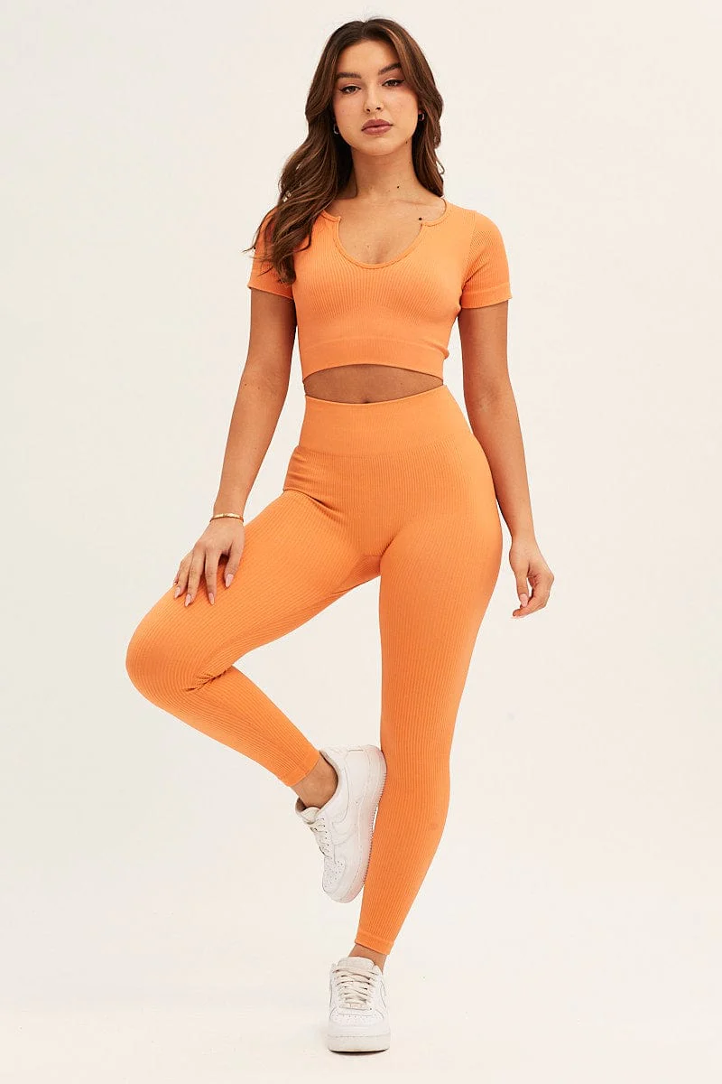 Orange Activewear High Rise Legging Seamless
