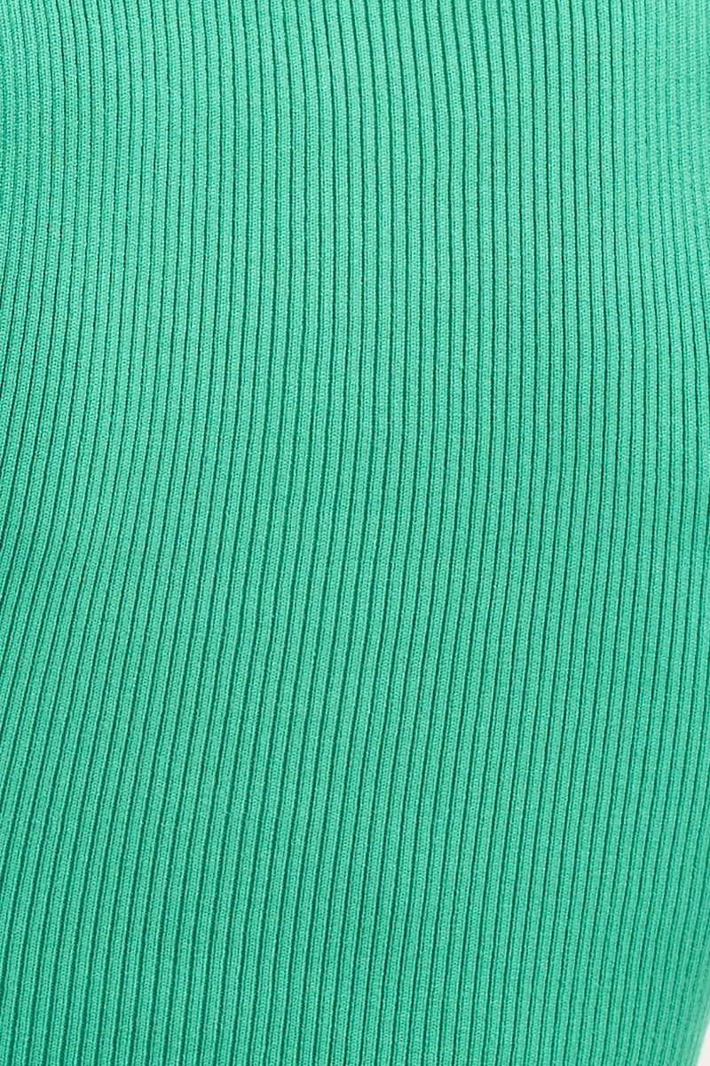 Green Knit Top Sleeveless Crop