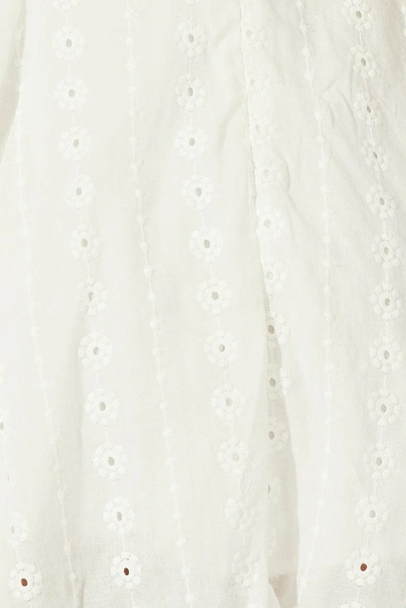 White Fit And Flare Dress Mini Eyelet