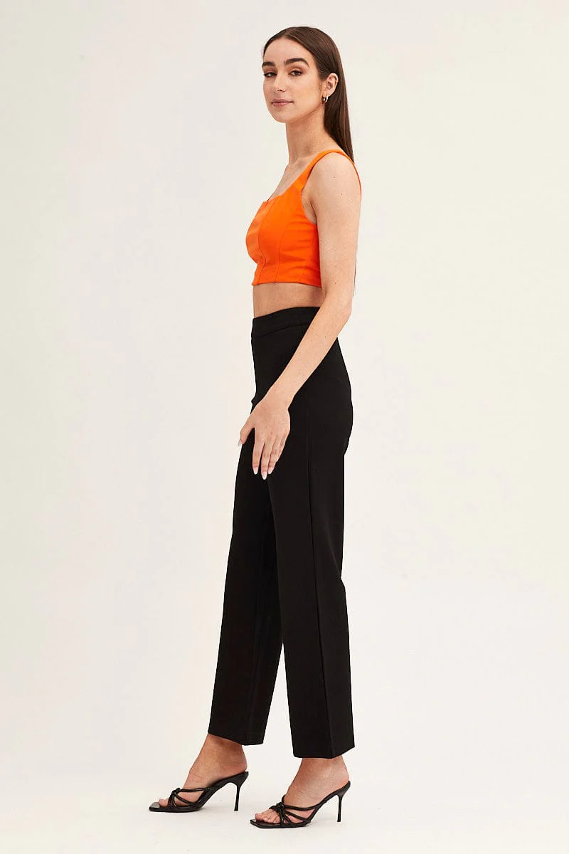 Black High Waist Pant Straight Leg