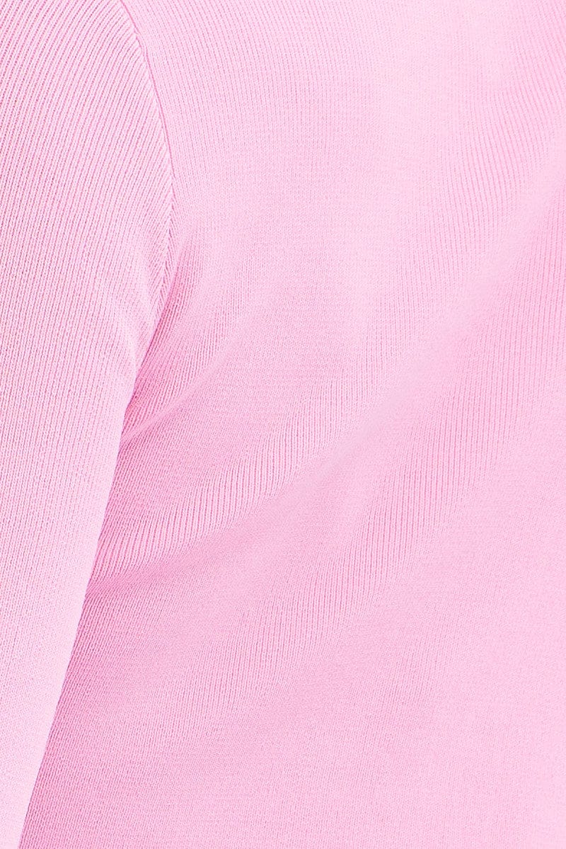 Pink Knit Top Long Sleeve Crop