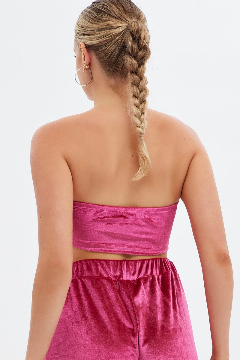 Pink Velvet Bandeau Top