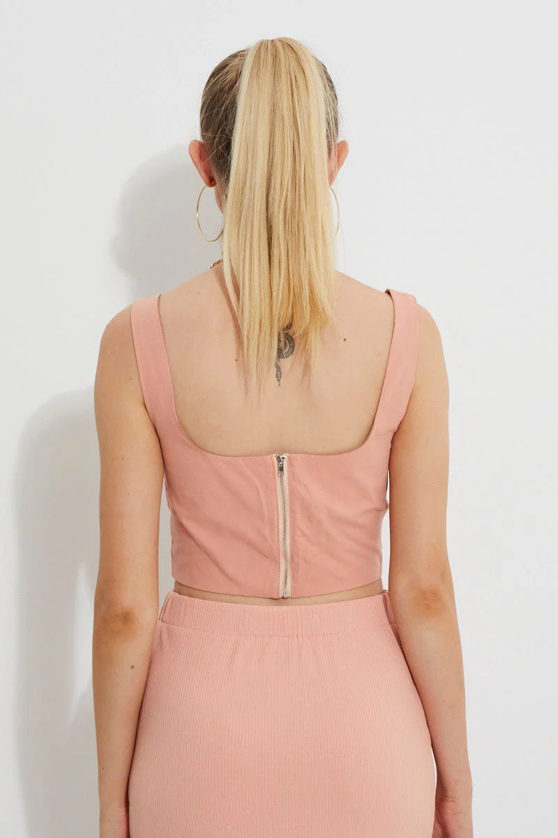 Orange Designer Structured Crop Top