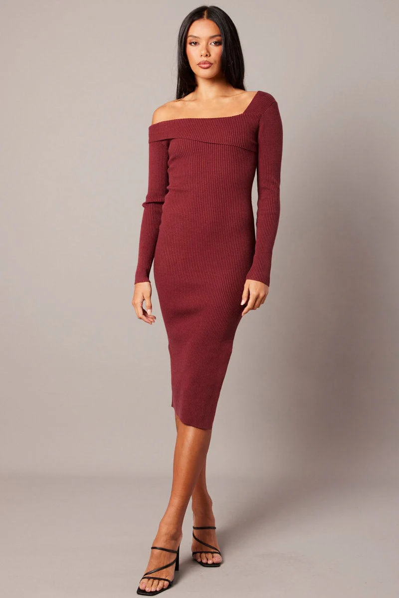 Pink Knit Dress Long Sleeve