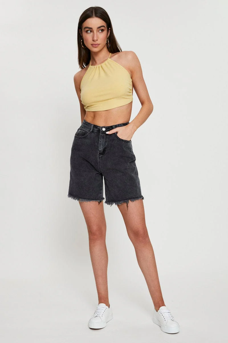 Yellow Halter Top Ribbed