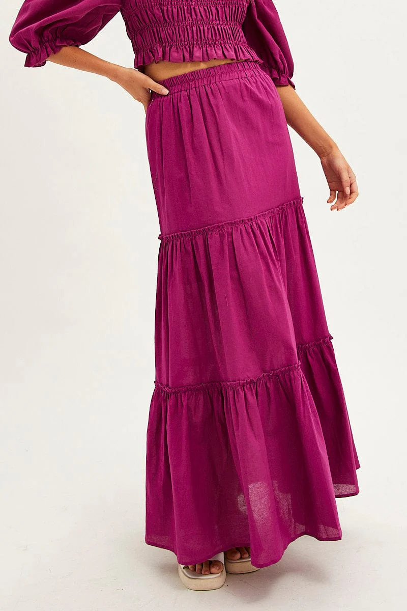 Purple Maxi Skirt Tiered