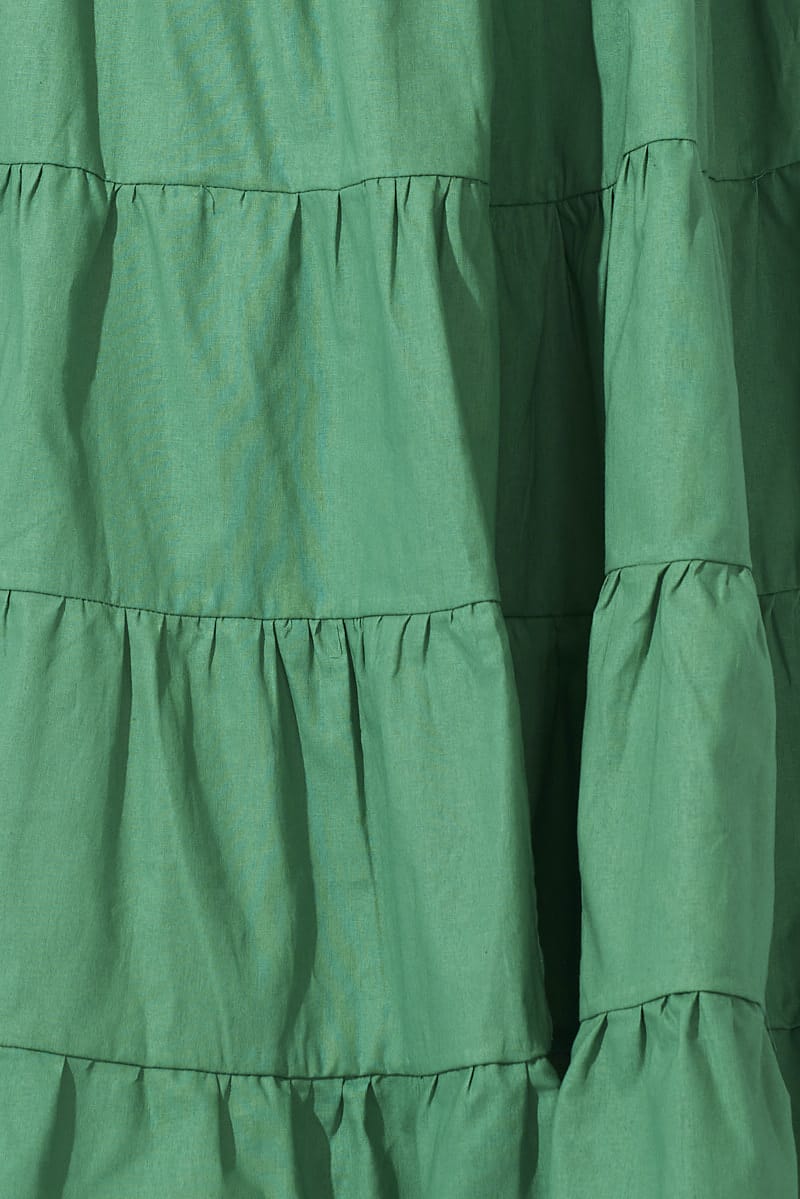Green Midi Dress Sleeveless Tiered Twist Front