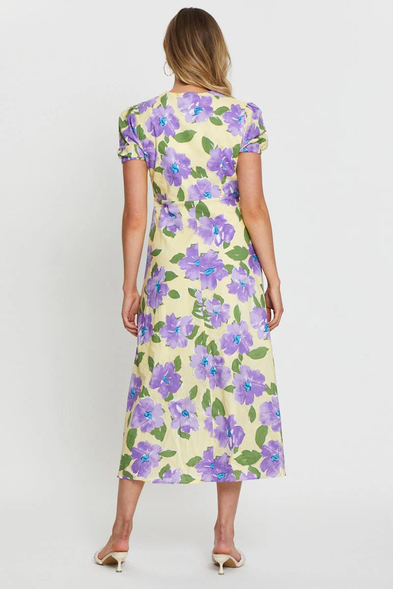 Print A Line Dress Maxi