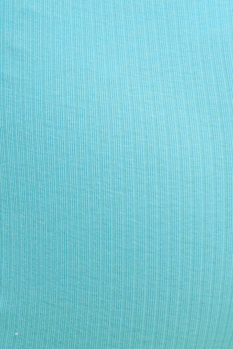 Blue Prea Rib Crew Neck Short Sleeve Crop Baby T-Shirt