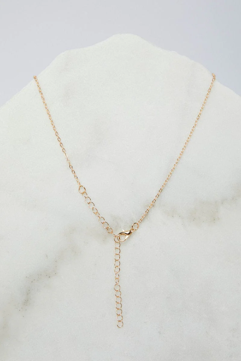 Gold Rhinestones Cross Pendent Necklace