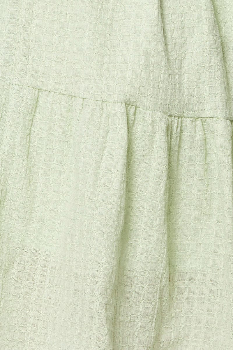 Green Mini Dress Sleeveless Square Neck