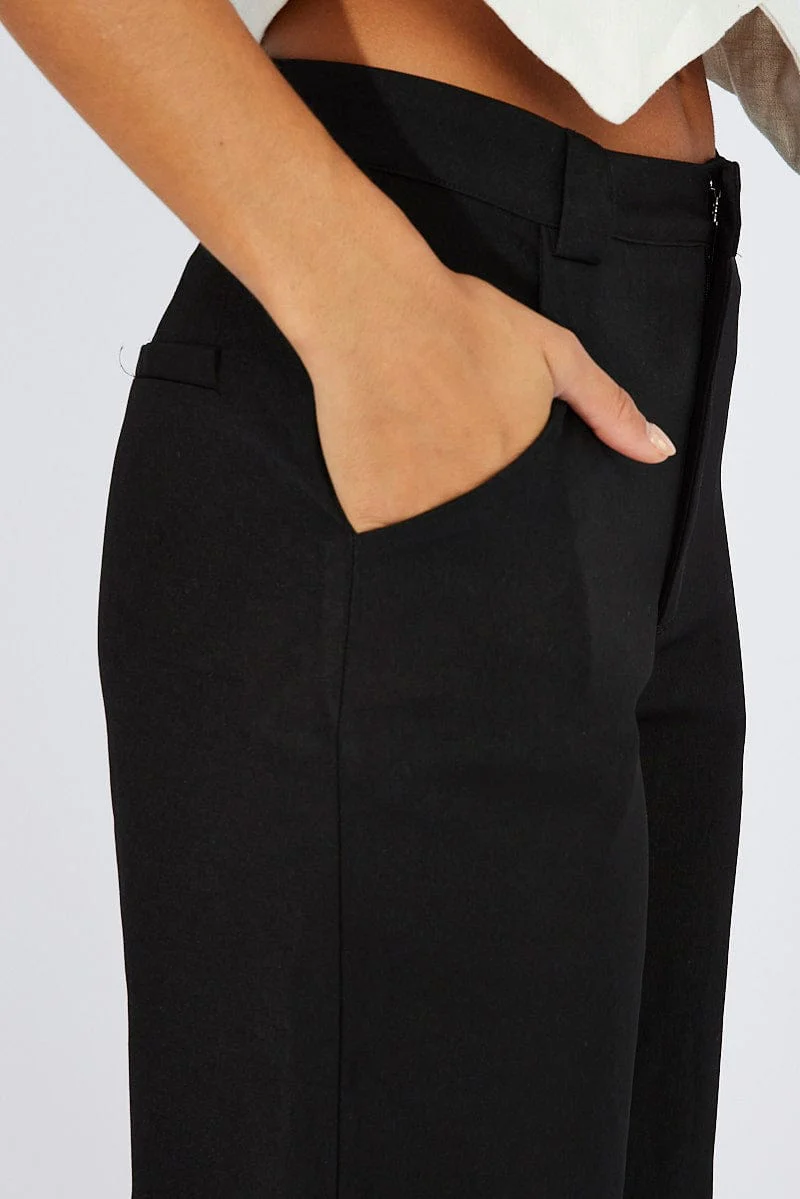Black Wide Leg Pants High Rise