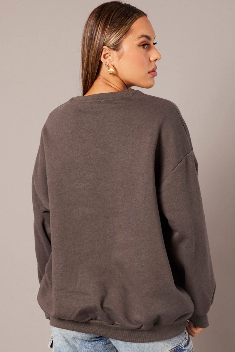 Grey Graphic Sweater Long Sleeve