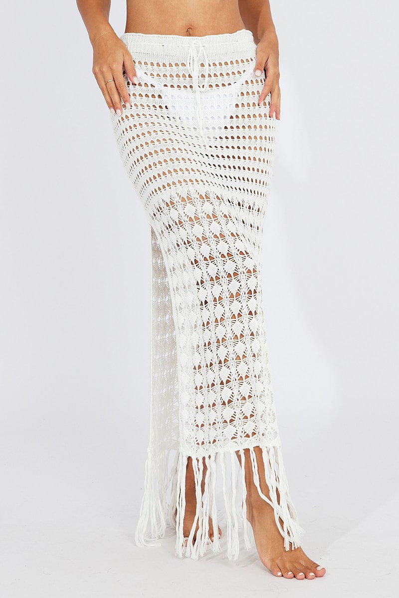 White Beach Crochet Maxi Skirt