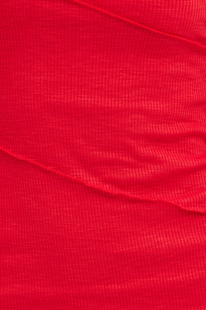 Red Boob Tube Dress Mini Bodycon Ribbed Bandeau