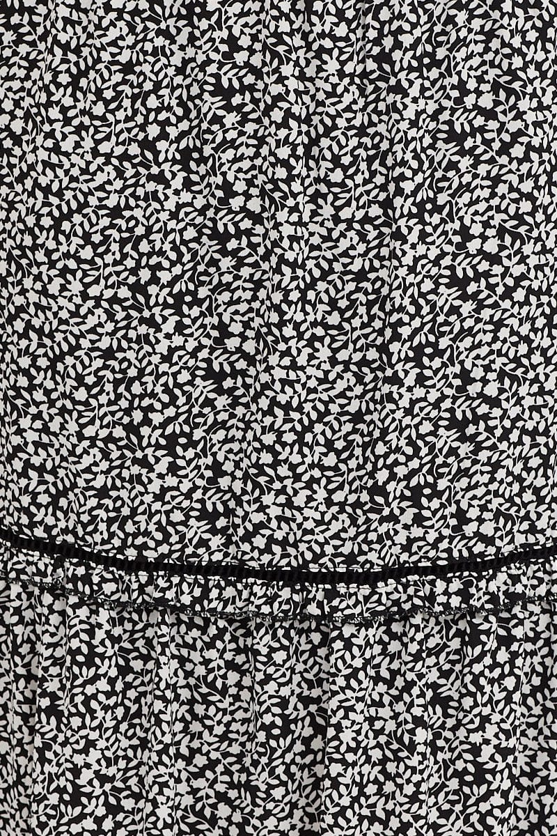 Ditsy Print Maxi Skirt High Rise