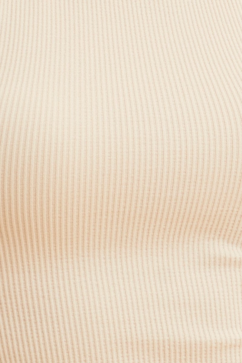 Beige Bone Seamless Tank Crop Racer Back Sleeveless