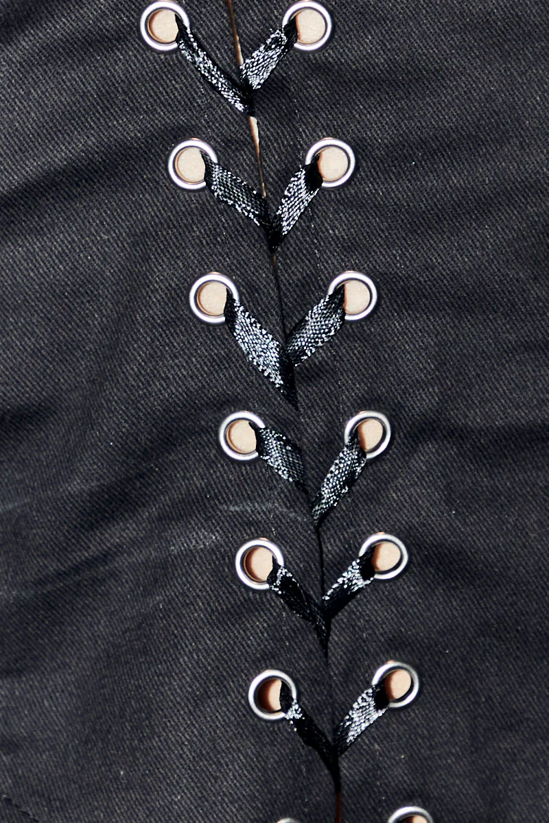 Black Front Tie Corset Top