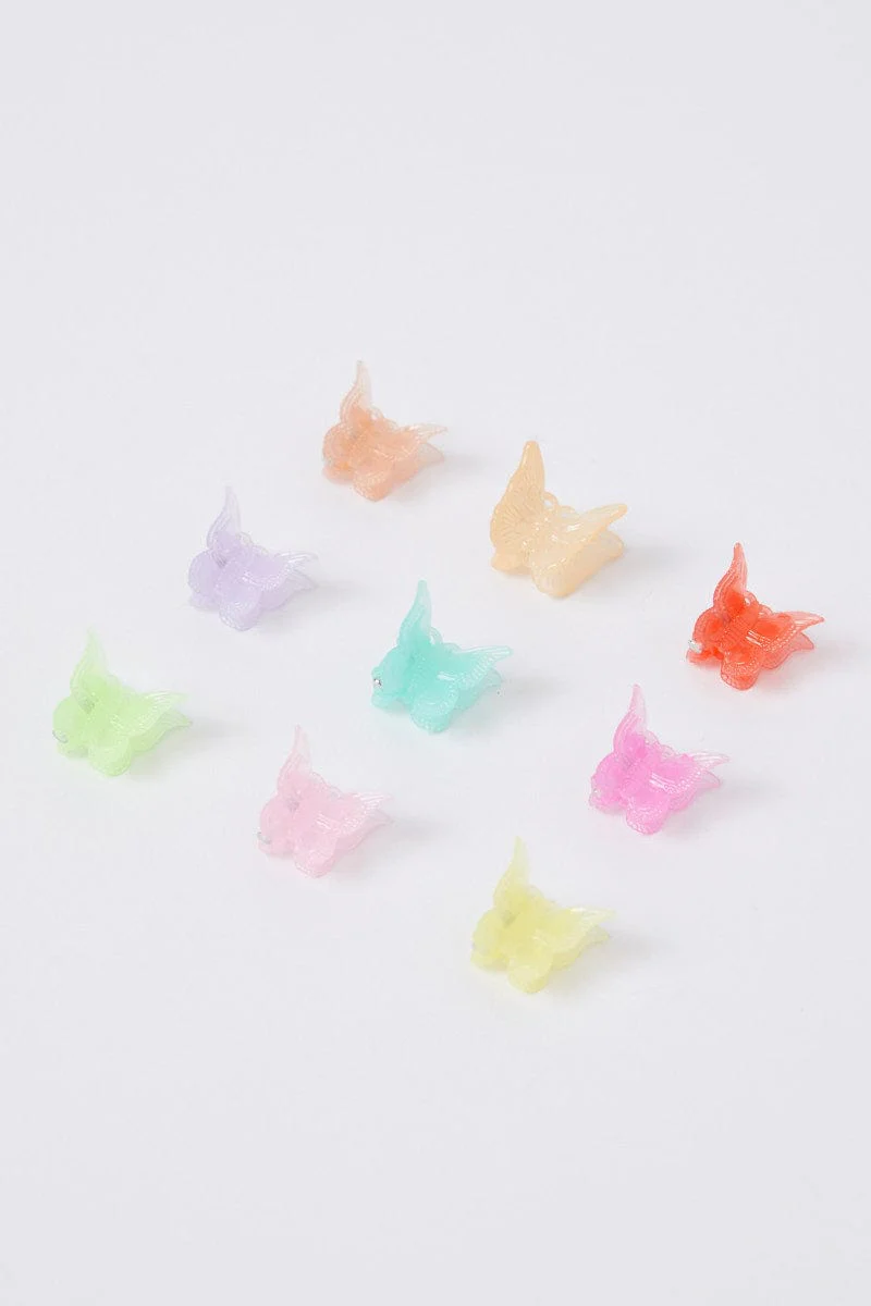 Multi 9 pack Multi Butterfly Claw Clips