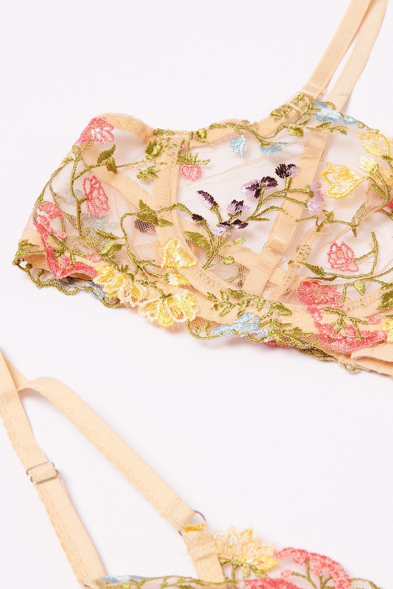 Multi Embroidery Lingerie Set