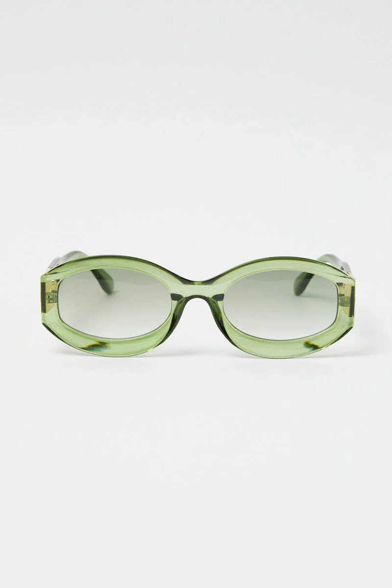 Green Fashion Sunglasses Gold Hardwear Detail