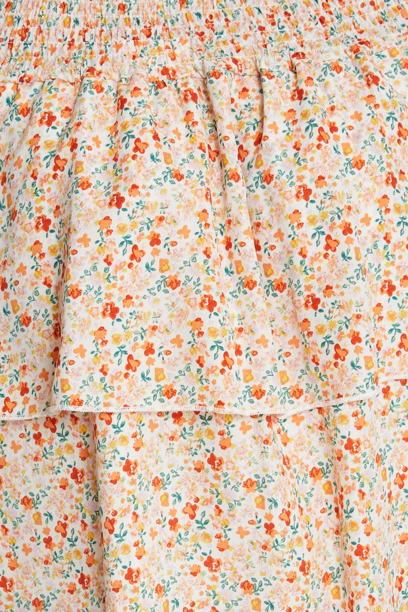 Print Ruffle Skater Skirt