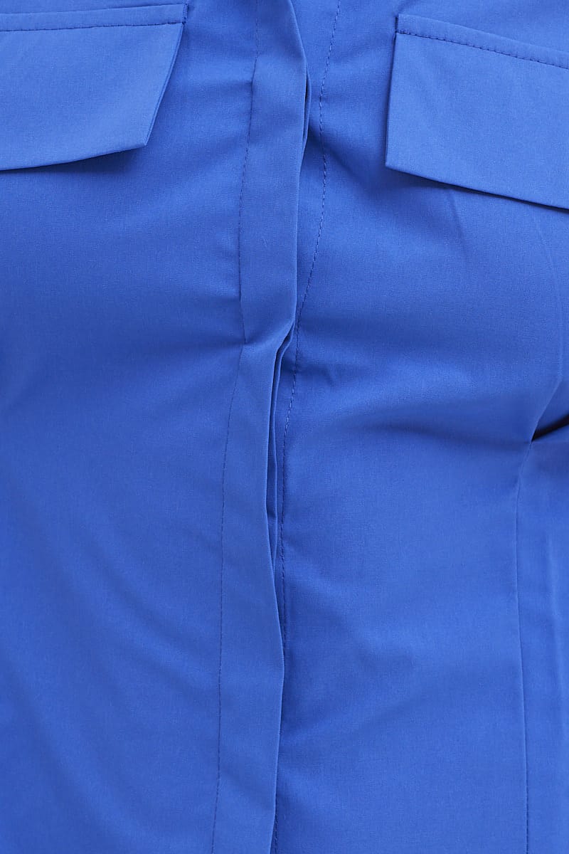 Blue Shirt Dress Short Sleeve Mini