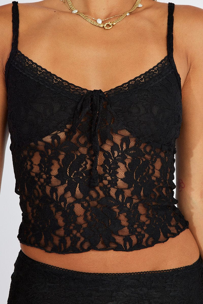 Black Fitted Cami Lace