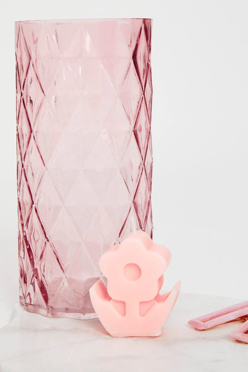 Pink Flower Scented Candle