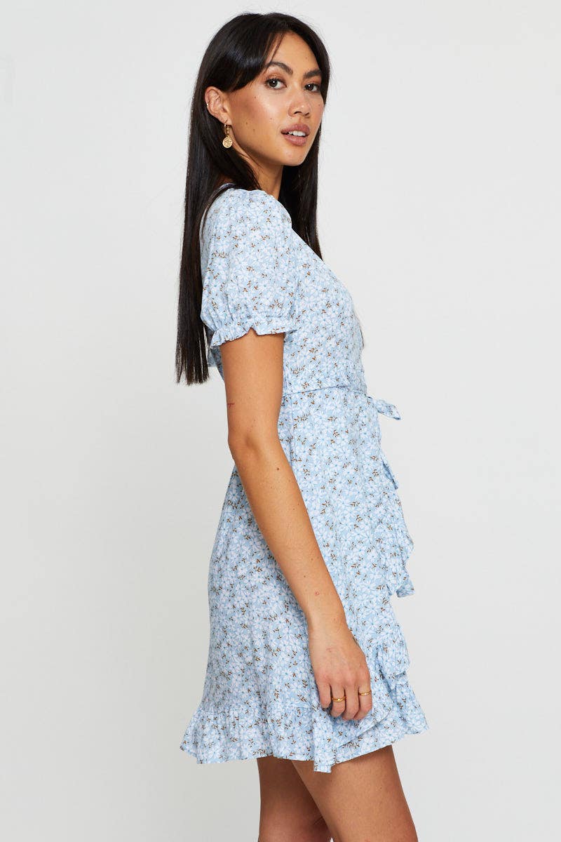 Print Mini Dress Short Sleeve Fit And Flare