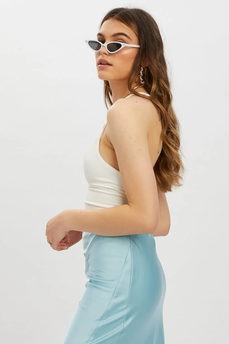 White Lace Up Back Cami