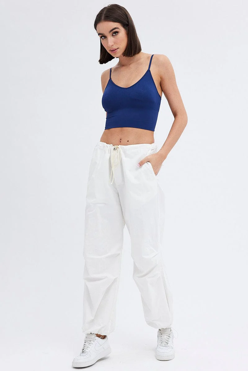 Blue Crop Singlet Top Seamless