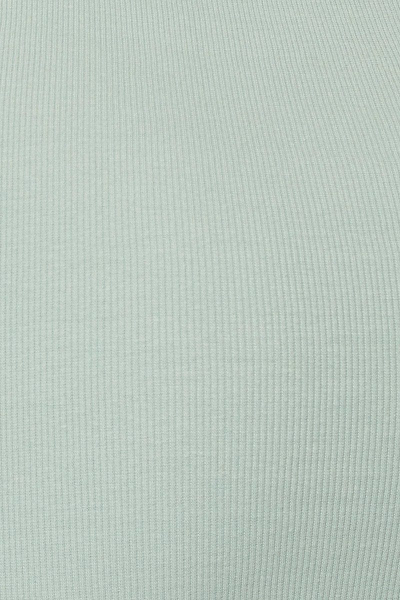 Green Rib Dress High Neck