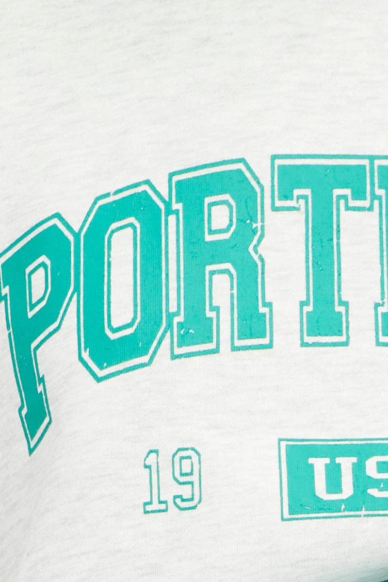 Grey Graphic Sweater Long Sleeves