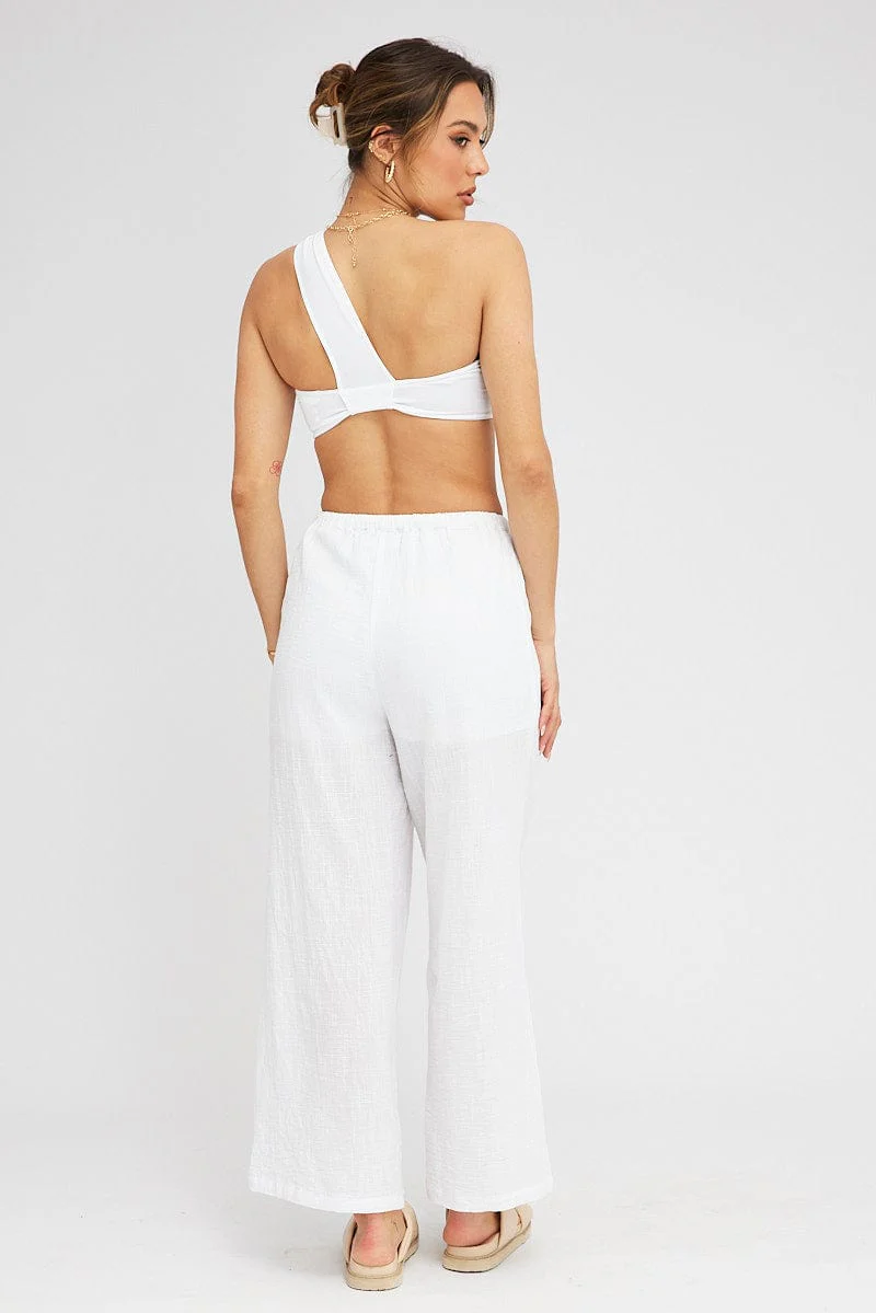 White Wide Leg Pants Mid Rise