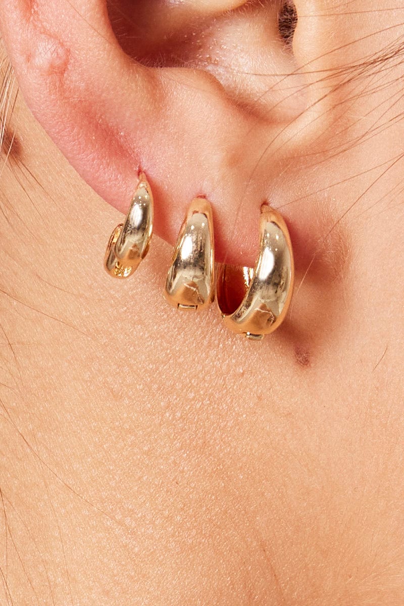 Gold 3 Pack Hoop Earrings