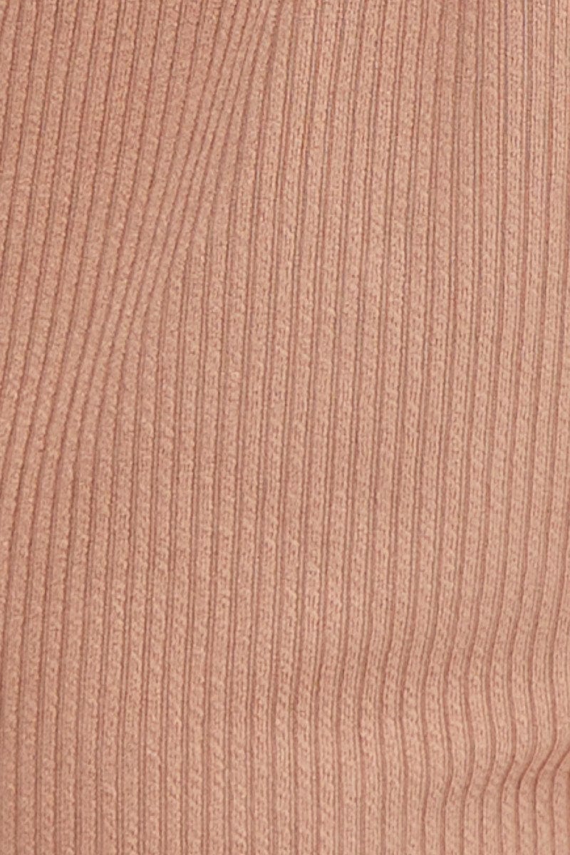 Brown Rib Jersey Crop And Shorts Set